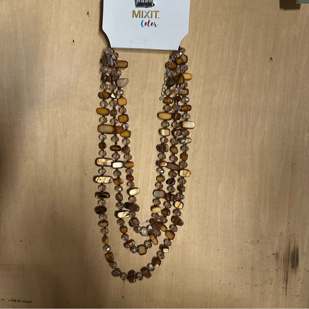 Mixit Brown Multi-Strand Necklace